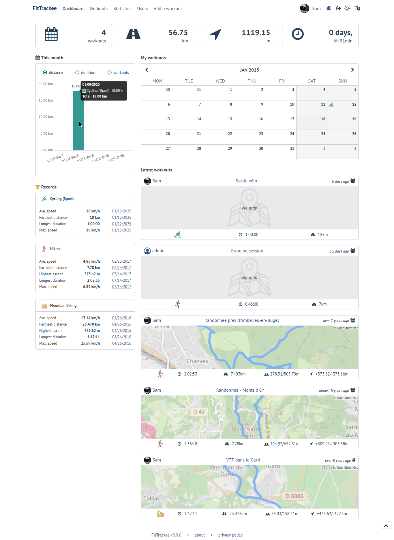 FitTrackee screenshot